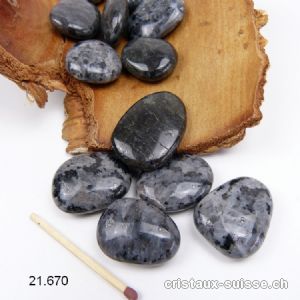 Larvikite - Labradorite grise 2,5 à 3,5 cm, 8 à 11 grammes. Taille SM 