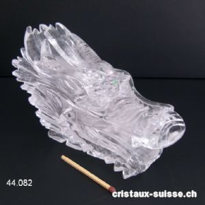 Crâne DRAGON Cristal de Roche 13 cm. Pièce unique 568 grammes. Qualité A