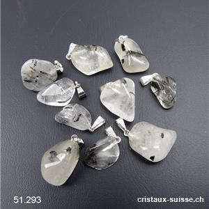 Pendentif Tourmaline - Quartz 1 - 1,5 cm, boucle en métal
