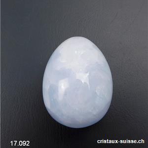 1 Oeuf YONI Calcite bleue claire 4 x 3 cm. Taille M. Non percé