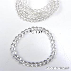 Bracelet Cristal de roche 6 mm, élastique 17,5-18 cm. Taille M