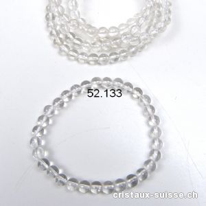 Bracelet Cristal de roche 6,5 mm, élastique 19 cm