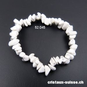 Bracelet Magnésite - Howlite blanche, élastique 17 - 18 cm