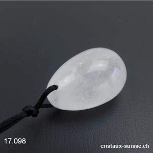 1 Oeuf YONI Cristal de Roche blanc 3 x 2 cm. Taille S. Percé