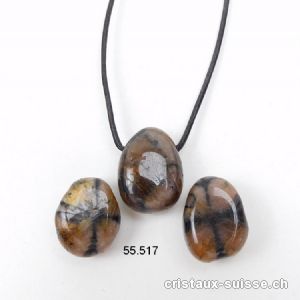 Chiastolite - Pierre de Croix 2 - 2,5 cm percée avec cordon cuir noir. OFFRE SPECIALE