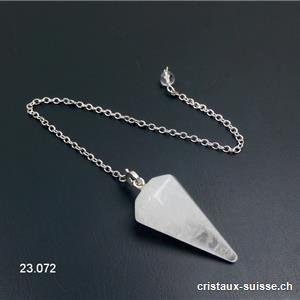 Pendule Cristal de Roche facetté 3,5 - 3,8 cm, chaînette amovible