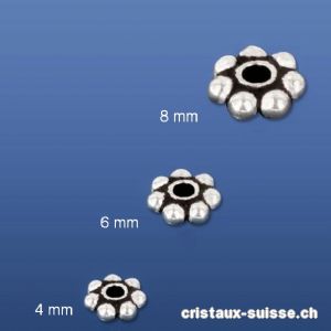 1 pièce Fleur Ethno 6 mm, Intercalaire en argent 925 vieilli