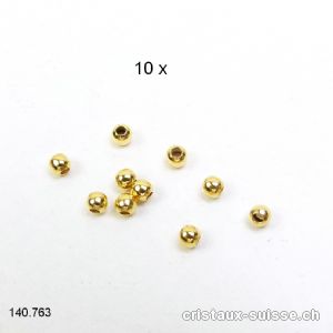 10 x Perles intercalaires ou cosses à écraser 2,5 mm Argent 925 plaqué or