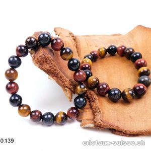 Bracelet Oeil Tigre - Boeuf - Faucon 10 mm / 17 cm, Taille S. OFFRE SPECIALE