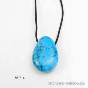 Turquénite  - Howlite bleue percée 3 cm avec cordon cuir à nouer. OFFRE SPECIALE