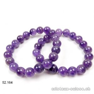 Bracelet Améthyste  10 mm, élastique 19 cm. Taille L