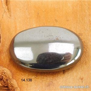 Hématite, pierre anti-stress arrondie 4,5 x 3 x épais. 1 cm