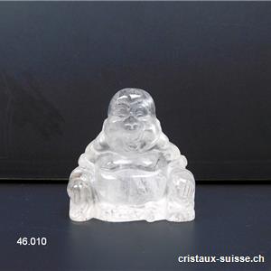 Petit Bouddha Cristal de Roche 3 x 3 x épais. 1,5 cm