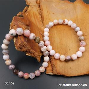 Bracelet Opale des Andes rose mix - Chrysopale 8 mm, élastique 18,5 cm