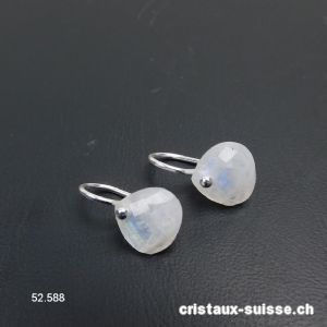 Boucles d'oreilles Pierre de Lune arc-en-ciel facettée en argent 925