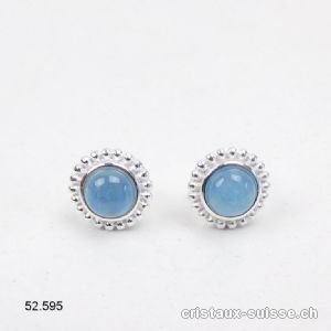 Clous d'oreilles Aigue-Marine 10 mm en argent 925. Qualité A