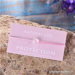 Bracelet Cristal de Roche - PROTECTION - avec cordon satin réglable rose. OFFRE SPECIALE