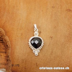 Pendentif Spinelle noir facetté en argent 925