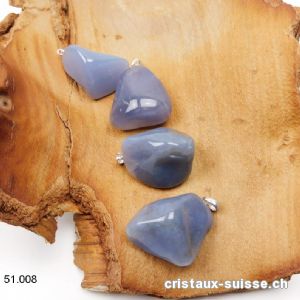 Pendentif Calcédoine bleu-gris uni avec boucle en argent 925