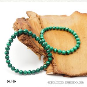 Bracelet Malachite 6,5 - 7 mm, élastique 18 cm. Taille M. Qual. A