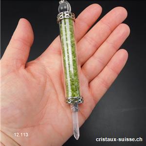 Baguette énergétique Péridot  - Olivine et Cristal, env. 12,5 cm