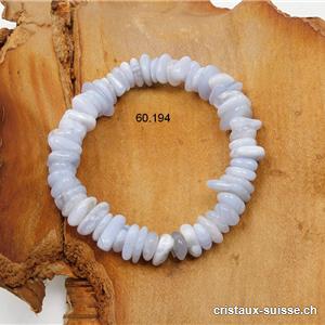 Bracelet Calcédoine bleue 8 - 12 mm, élastique 19 cm