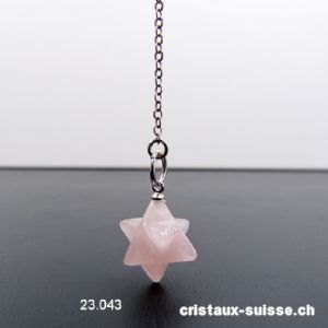 Pendule Quartz Rose - Merkaba diagonale 1,5 cm