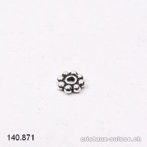 Fleur Ethno 5 mm, Intercalaire en argent 925 vieilli