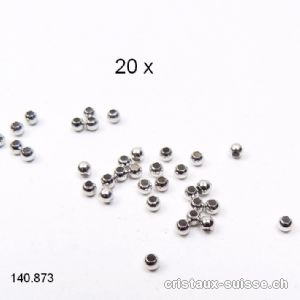 20 x Cosses à écraser ou Perles 2 mm, Argent 925 RHODIÉ