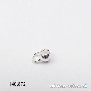 1 Boule cache-noeud à pincer 3,5 mm, AVEC oeillet en argent 925