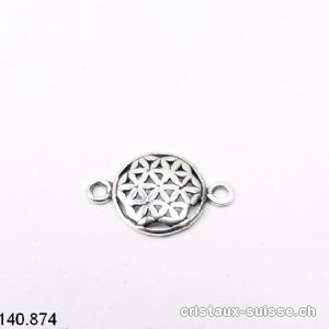 Fleur de Vie, intercalaire argent 925 vieilli, 2 oeillets