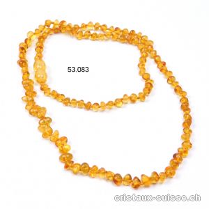 Collier Ambre miel noué, forme libre 5-8 mm, 45 cm