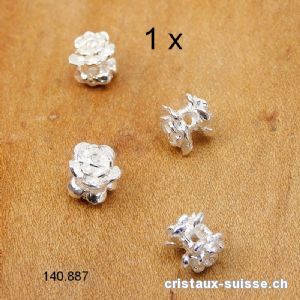 Rose percée 6 x 6 mm, en Argent 925. OFFRE SPECIALE