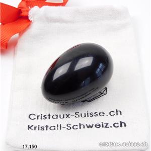 1 Oeuf YONI Obsidienne noire 4,5 x 3 cm. Taille L. Non percé