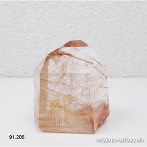 Rutile - Cristal de roche, pointe polie 6 x 5,5 x 3,5 cm. Pièce unique 186 grammes