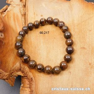 Bracelet Bronzite 8 - 8,5 mm, élastique 18 cm. Taille SM