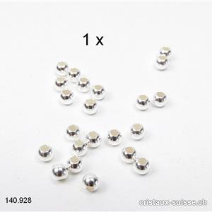 Perle en argent 925, 4 mm / trou 1,8 mm