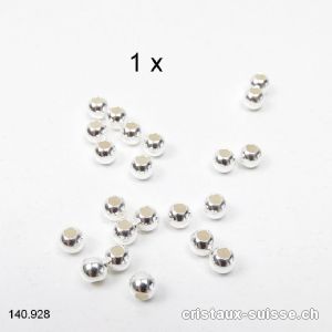 Perle en argent 925, 4 mm / trou 1,8 mm