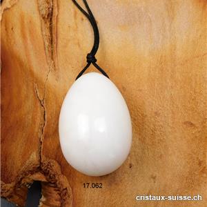 1 Oeuf YONI Jade blanc 4,5 x 3 cm. Taille L. PERCÉ