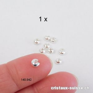 1 x Boule cache-noeud à pincer SANS oeillet 4 mm, argent 925