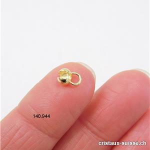 1 Boule cache-noeud 4 mm à pincer AVEC oeillet, argent 925 doré