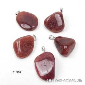 Pendentif Aventurine rouge avec boucle argent 925 rhodié