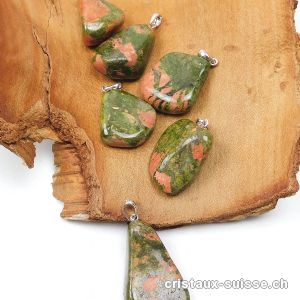 Pendentif Unakite - épidote avec boucle argent 925 rhodié