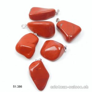 Pendentif Jaspe rouge 2,5 - 3 cm avec boucle argent 925 rhodié. Taille M-L