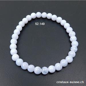 Bracelet Calcédoine bleue claire rubanée 6 mm, élastique 19 cm