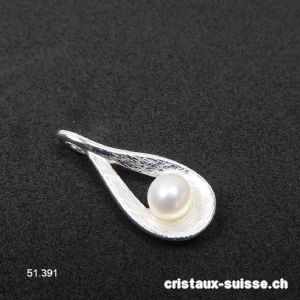 Pendentif Perle d'eau douce et argent 925 brossé