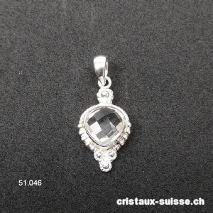 Pendentif Cristal de Roche facetté en argent 925