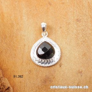 Pendentif Spinelle noir facetté en argent 925