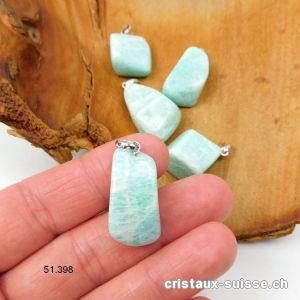 Pendentif Amazonite claire du Brésil 2 à 3 cm avec boucle argent 925 rhodié