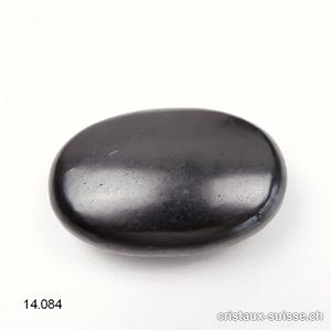 Schungite, pierre antistress arrondie brillant et mat, env. 4,5 x 3 cm